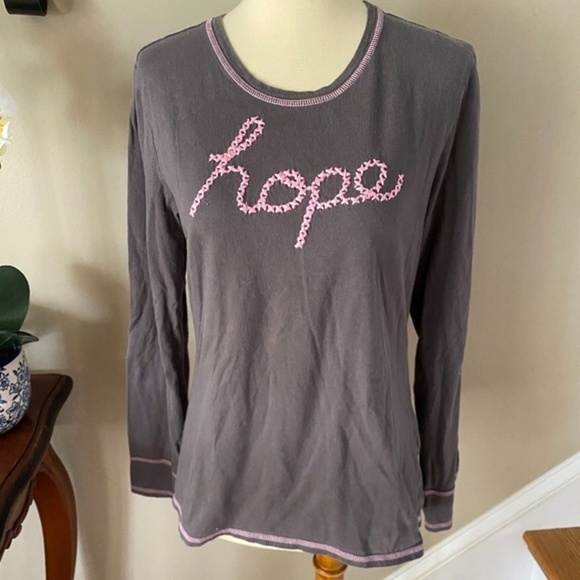 Koi Long Sleeve Hope Breast Cancer Tee Small - Picture 3 of 6